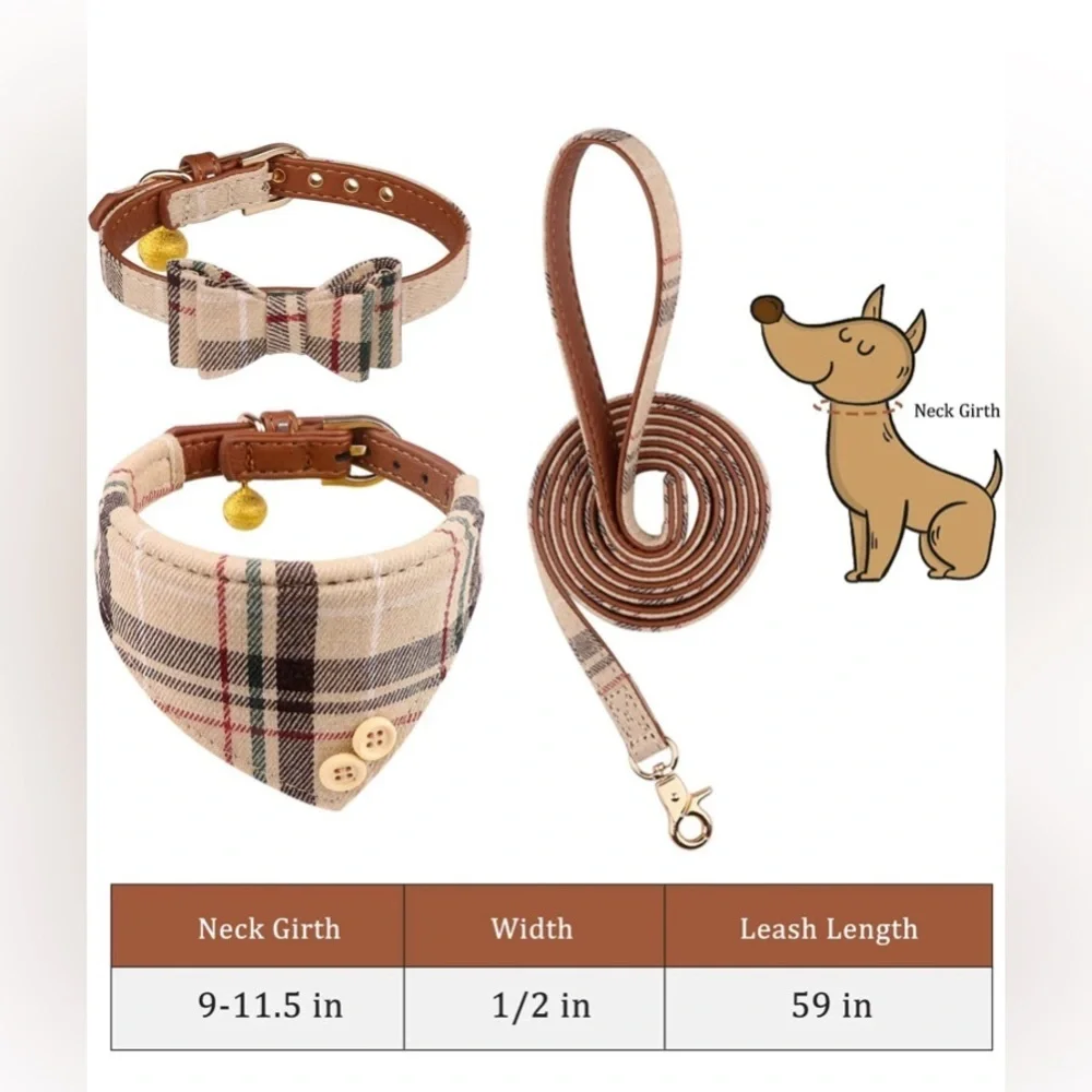 High Fashion 3 PCS Dog Collars for Small Puppy Collar and Leash Set